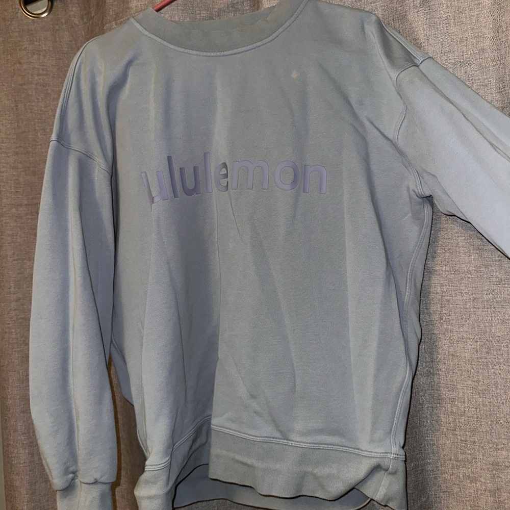 Lululemon size 6 blue crewneck - BLEACH STAINS - priced accordingly!